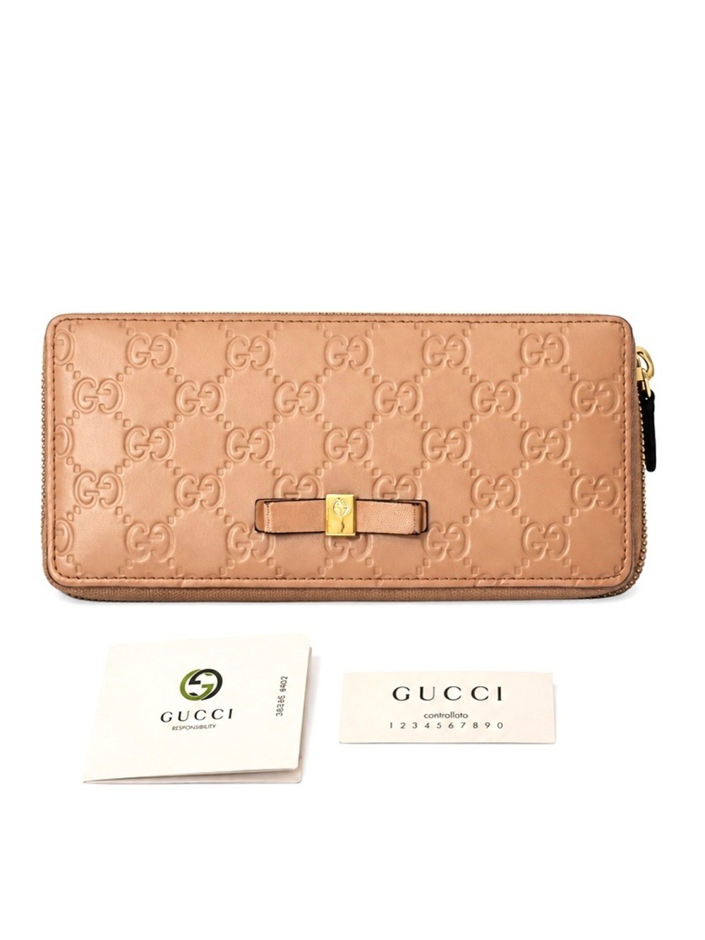 GUCCI Guccissima Bow Continental Zip-Around Wallet